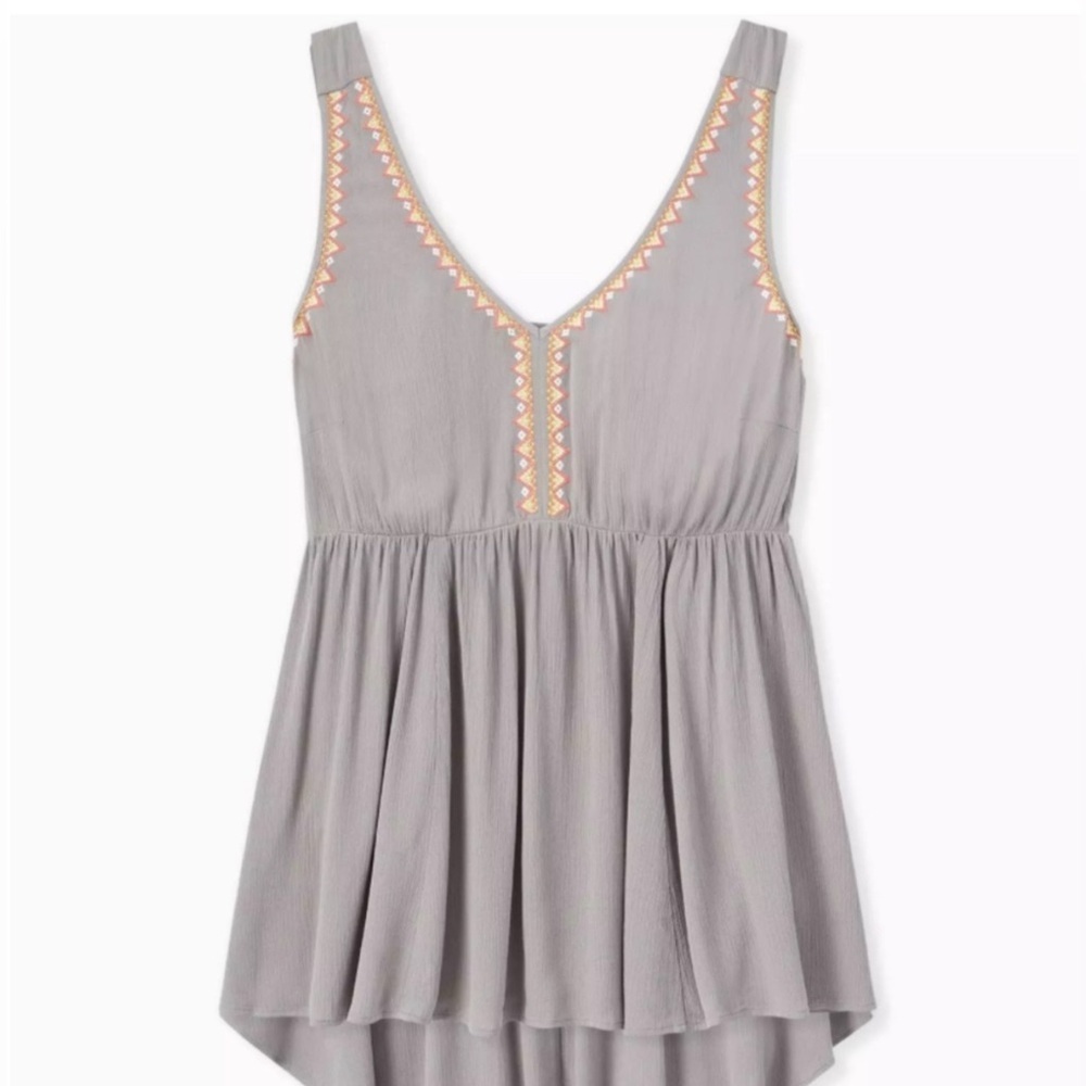 Torrid Charcoal Tank Top with Vibrant Embroidery